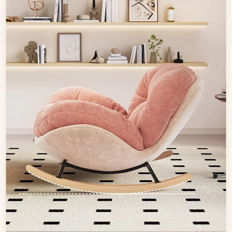 Eggshell Rocking Chair for Home Living Room Single Sofa Lazy Chair Balcony Leisure Chair Girls Pink Rocking Chair