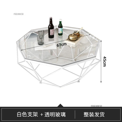 Nordic Light Luxury Tempered Glass Coffee Tables Small Apartment Sofa Side Table Simple Iron Corner Table Living Room Furniture