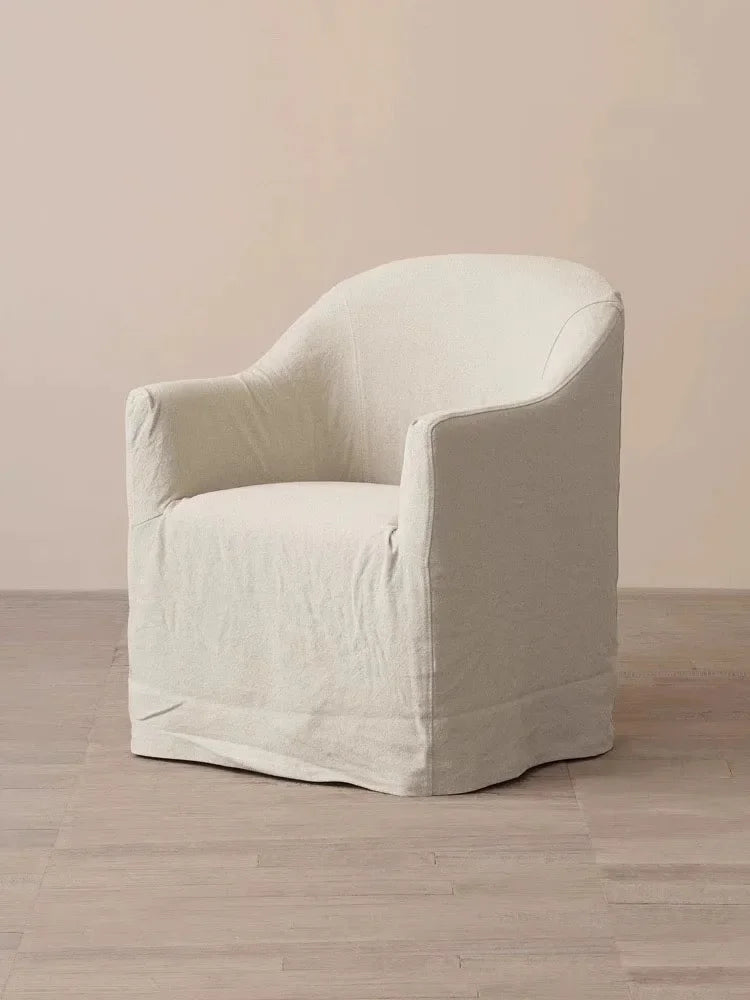 North American wabi style Japanese style white cream linen cotton and linen designer living room B & B straight