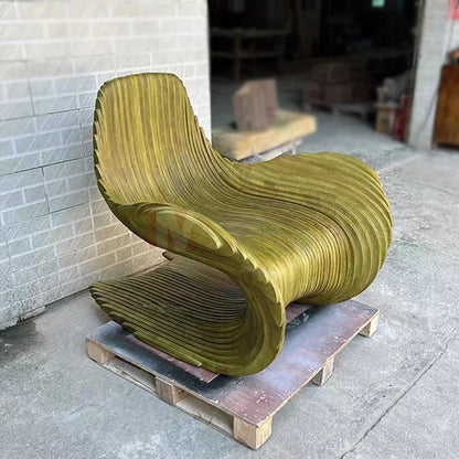 Solid wood sliced art seats, swan chairs, special shape home hotel designer curve creative soft sofa chair