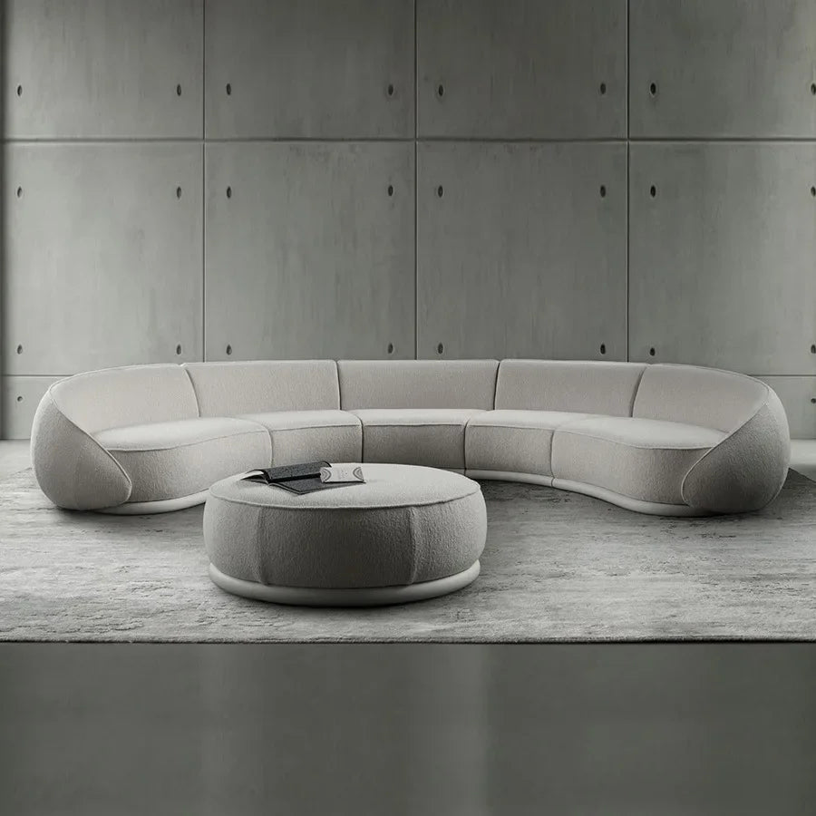 Nordic Italian wabi style living room moon technology cloth lamb wool Internet celebrity half arc light luxury