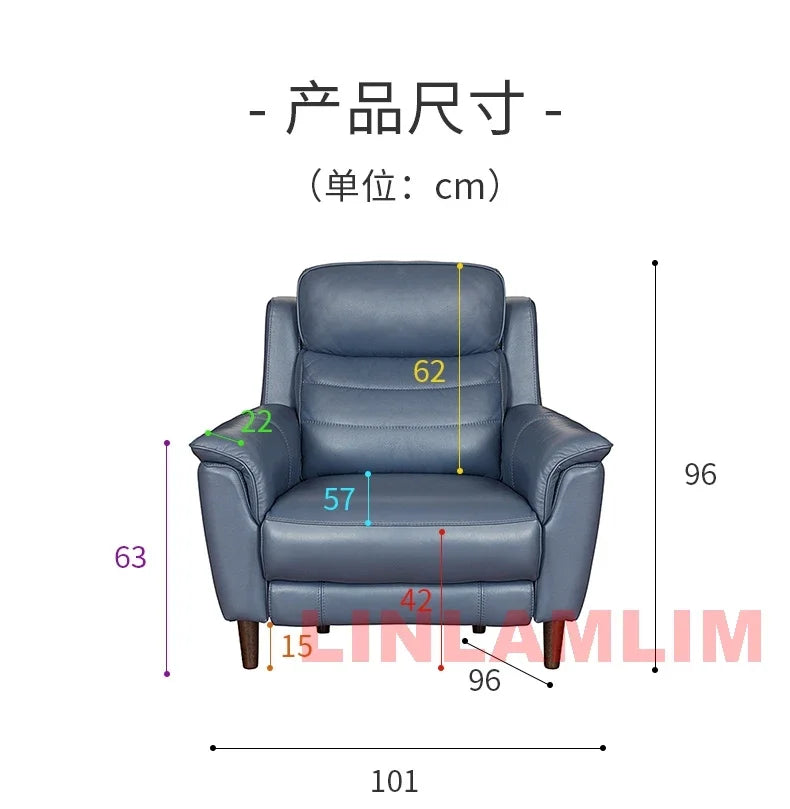 MANBAS Luxury Power Reclining Sofa - Modern Genuine Leather 3-Seater Couch with Footrests & USB, Electric Recliner Home Theater
