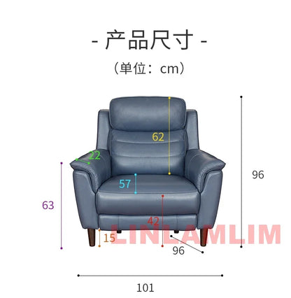 MANBAS Luxury Power Reclining Sofa - Modern Genuine Leather 3-Seater Couch with Footrests & USB, Electric Recliner Home Theater