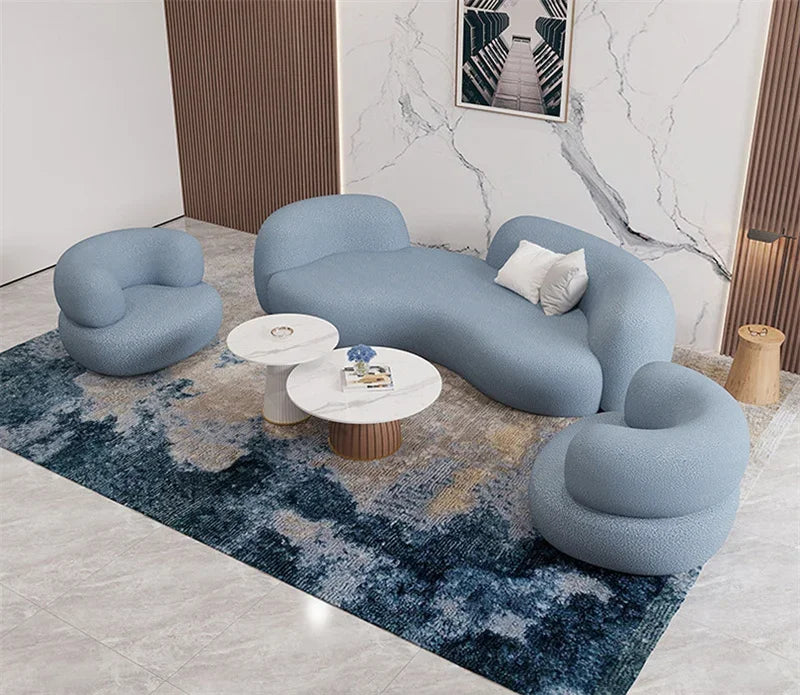 Nordic Simple Fabric Curved Living Room Sofas for Home Furniture Modern Luxury Lambswool Sofa Clothing Store Creative Sofa w