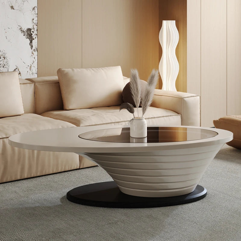 Round Designer Coffee Table Books Nordic Aesthetic Unique Coffee Table Glass Living Room Modern Mesa Auxiliar Salon Furniture