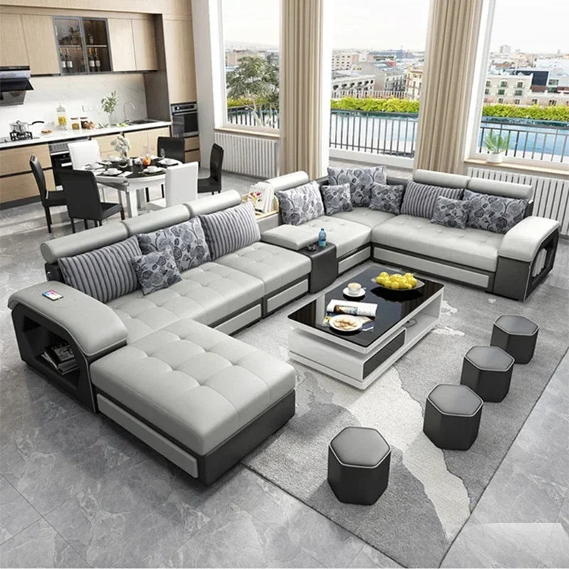 Set Di Divani In Tessuto Linlamim Per Soggiorno Con USB