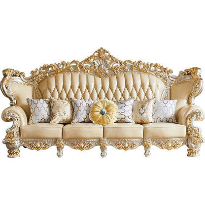 Luxury Couch Living Room Sofa Genuine Leather Solid Wood Living Room Sofa Elegant Europe Canape Salon Home Furniture