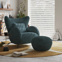 Cream Antelope Single Living Room Sofa Fabric Leisure Chair Middle Antique Lazy Sofa