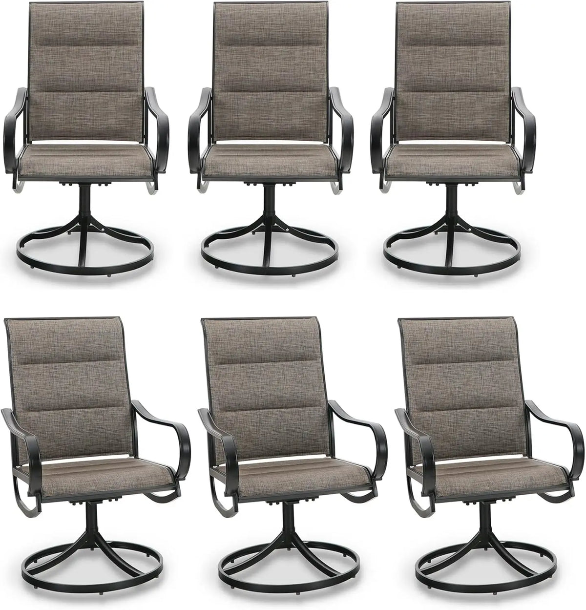 Outdoor Swivel Dining Chairs Set of 2 All Weather Patio Chairs with Padded Textilene Seat