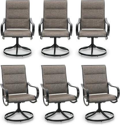 Outdoor Swivel Dining Chairs Set of 2 All Weather Patio Chairs with Padded Textilene Seat