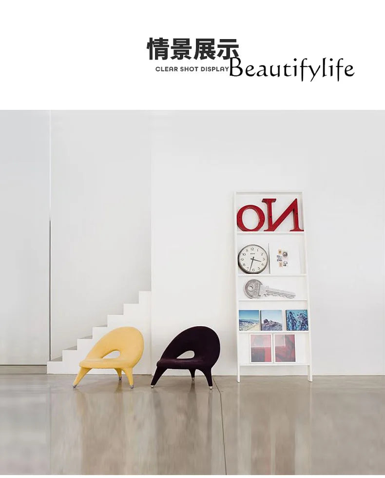 Italian Minimalist Creative Single Fabric Sofa Modern Light Luxury Home Living Room Bedroom Wingback Chair