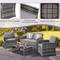 Outdoor Rattan Sofa Sectional Set with Cushions, Perfect for Patio, Garden, and Balcony Conversations