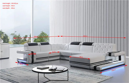Luxury European style living room leather sofa set funriture couch