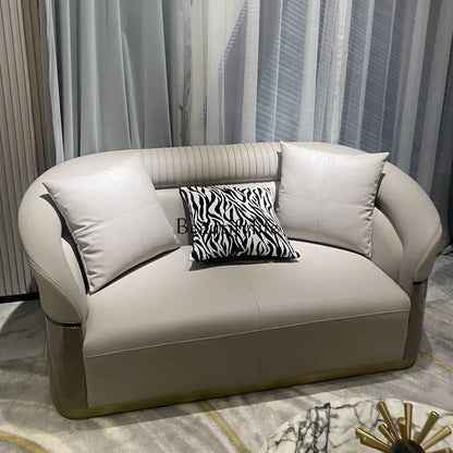 4yj9 Italian Style Light Luxury Genuine Leather Sofa Villa Living Room Large and Small Suite Combination