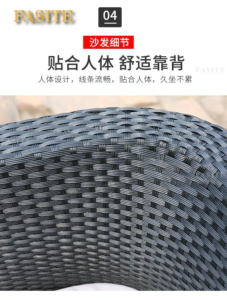 Rattan woven sofa combination terrace leisure outdoor rattan furniture garden courtyard waterproof