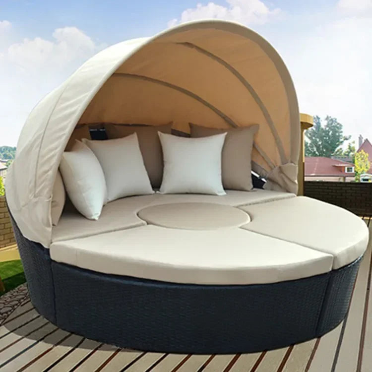 Outdoor rattan round bed leisure garden courtyard swimming pool beach bed