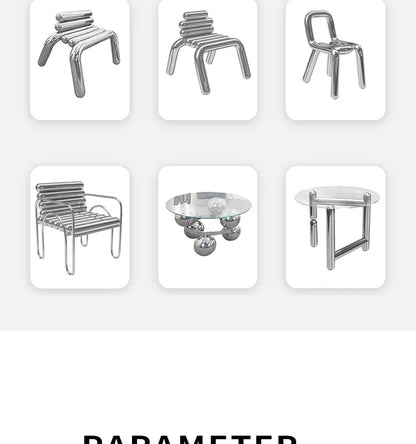 CZ Vintage Stainless Steel Irregular Single Chair Home Backrest Minimalist Industrial Style Restaurant Leisure Dining Chair