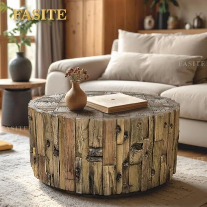 Light Luxury round Tea Table Solid Wood Living Room Small Apartment round Tea Table Creative Simple Nordic Coffee Table