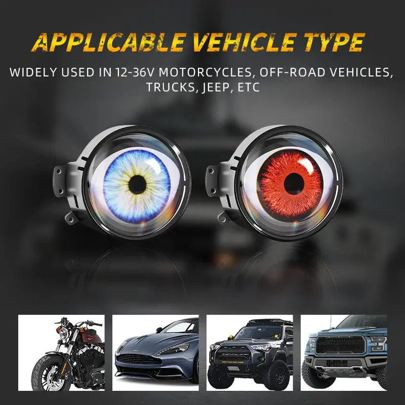 Car Devil Eye LED Headlight 6 Low Light Modes Control The Atmosphere In The Car Universal Motorcycle Lens Headlight