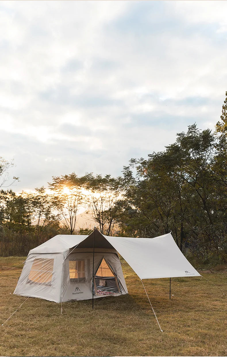 MOUNTAINHIKER 4-6 Person Outdoor Camping Manual Inflation Tent Anti-UV Shade Waterproof Air Tent Hiking Quick Open Beach Fishing