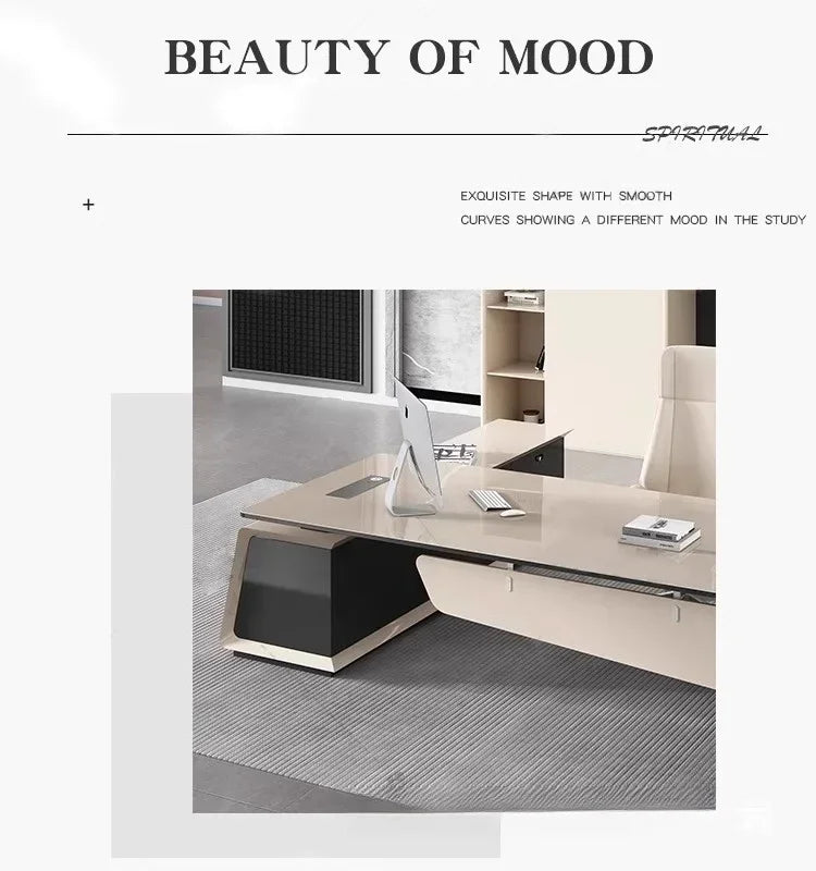 Designer Modern Office Desks Asthetic Luxury Storage Drawers Writing Executive Desk L Shaped Study Escritorios Office Furniture