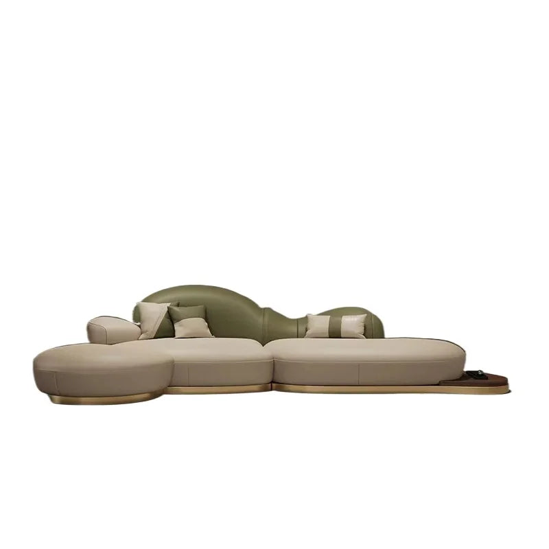 Full leather sofa villa large flat floor, living room exhibition hall