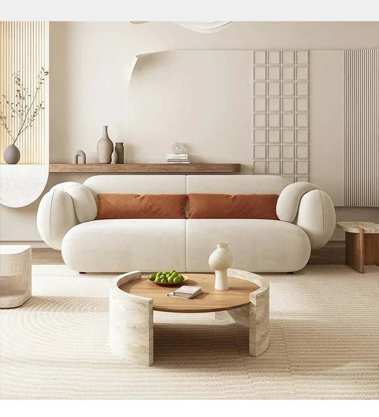 White Technology Cloth Sofa Set Modern King Size Foam Sponge Tatami Couch Large Reading Design Soft Big Bank Bedroom Furniture