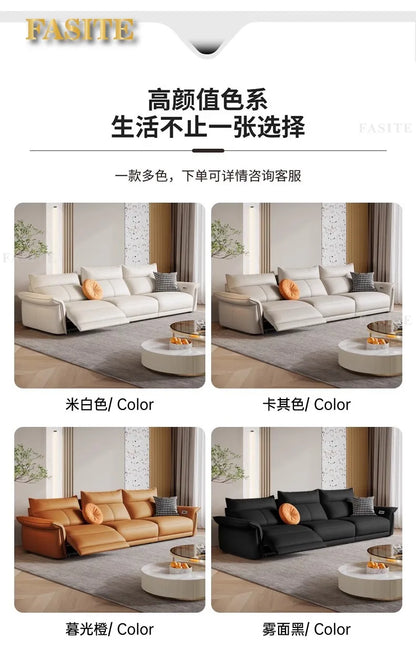 Leather sofa, electric living room, home theater sofa, modern function, adjustable leg support, one layer cowhide sofa
