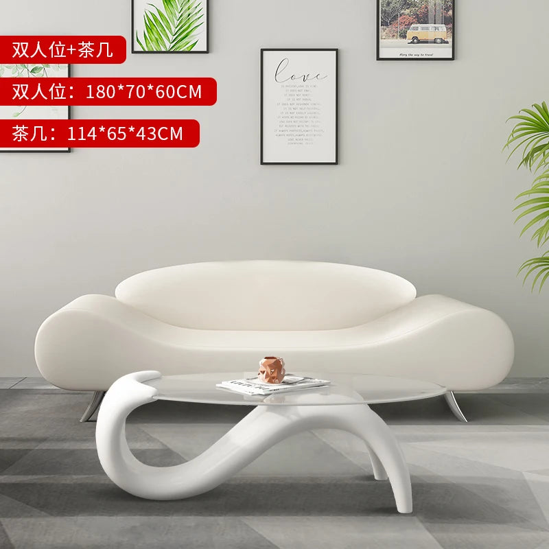 Bedroom sofa small apartment living room two people small orange modern simple beauty salon room personalized creative furniture