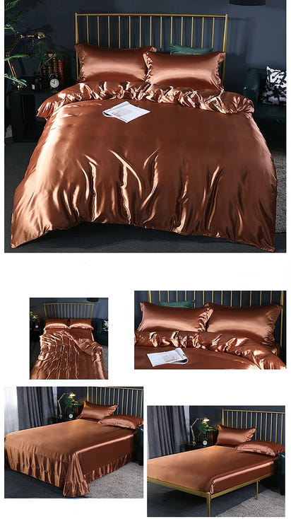 Luxury 100% Mulberry Silk Bedding Set with Duvet Cover Set Double King Queen Size Bedding Cover Kit 4pcs Bed Cover Bed Linen Set