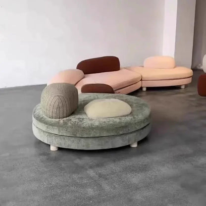 XX  Pebble Sofa Large Flat Layer Love Special-shaped Green Fabric Module Combination Arc
