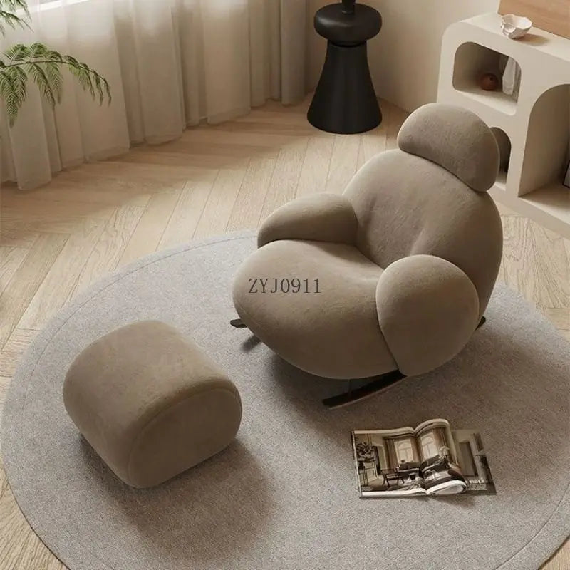 Shaking lazy sofa single cream living room lazy chair simple balcony bedroom