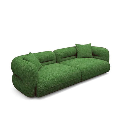 Cream style sofa, simple curved corner combination lamb wool sofa