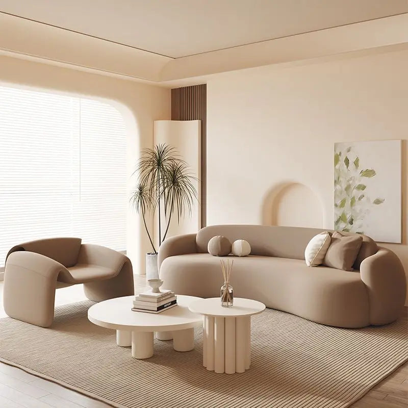 Curved Sofa Small Apartment Special-shaped Brown Bed And Breakfast Beauty Salon Clothing Store Office Rest Area Reception