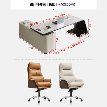 High end light luxury stone table, high-end office desk and chair combination, home L-shaped computer, high-end medical beauty