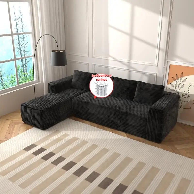 L-Shaped Cloud Sectional Sofa, Modern Modular Couch with Deep Seat, Upholstered Furniture for Living Room Bedroom, No Assembly