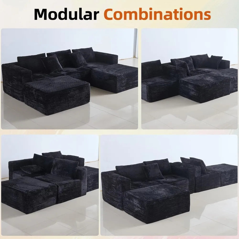 108'' Modular Cloud Sectional Sofa L-Shaped Deep Seat Couch with Right Chaise Living Room Boneless Couches for Comfortable