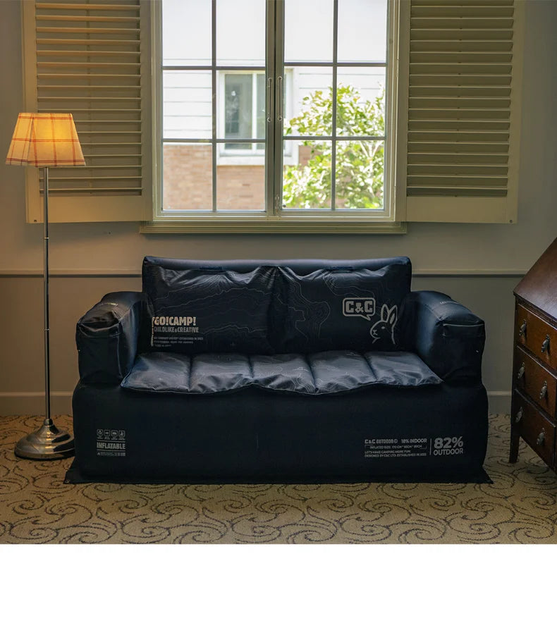 Double and Single Inflatable Sofa with Built-in Air Pump, Comfortable and Portable for Camping and Leisure Home Use