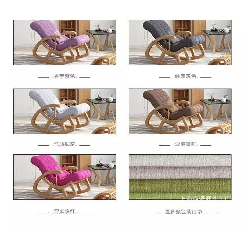 Solid wood rocking  leisure adult solid wood recliner nap chair balcony lazy sofa rocking  for middle-aged and e