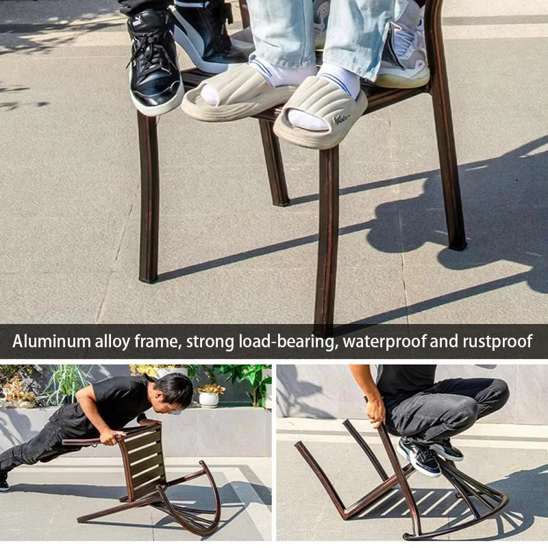 Cast Aluminum Outdoor Chairs Set of 2 Bistro Chairs Waterproof and Sun Resistant Patio Dinning Chairs Garden Chair Furniture