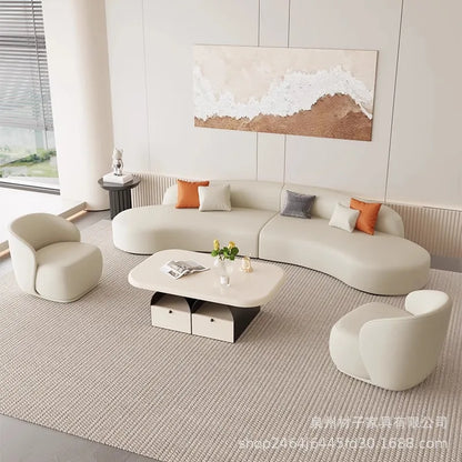 Nordic Fabric Sofa Office Business Reception Sofa Coffee Table Combination Beauty Salon Negotiation Leather Sofa
