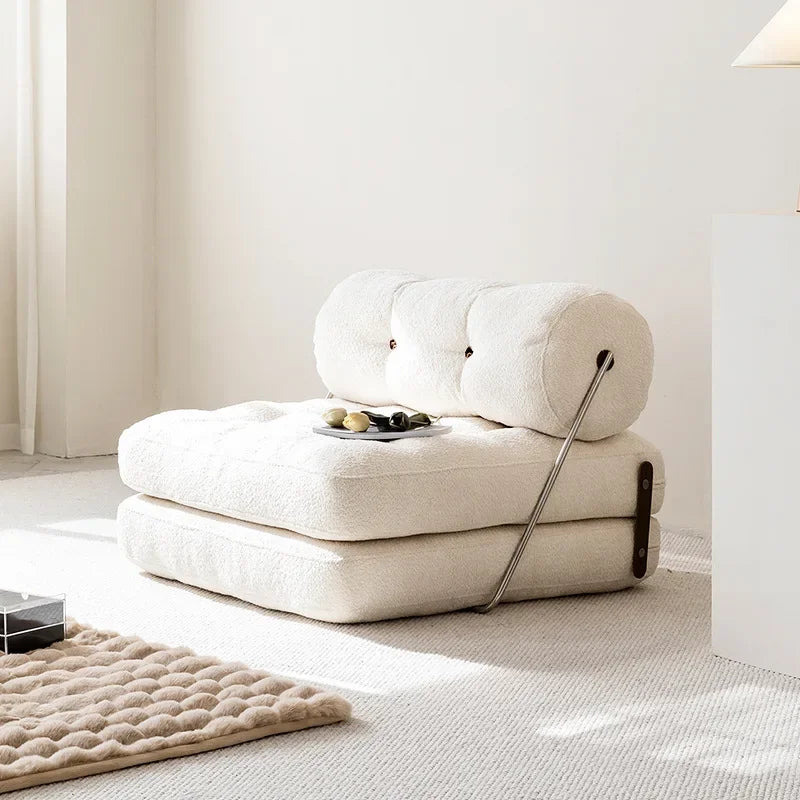 Convertible Folding Fabric Sofa Chair Bed with Reclining Backrest