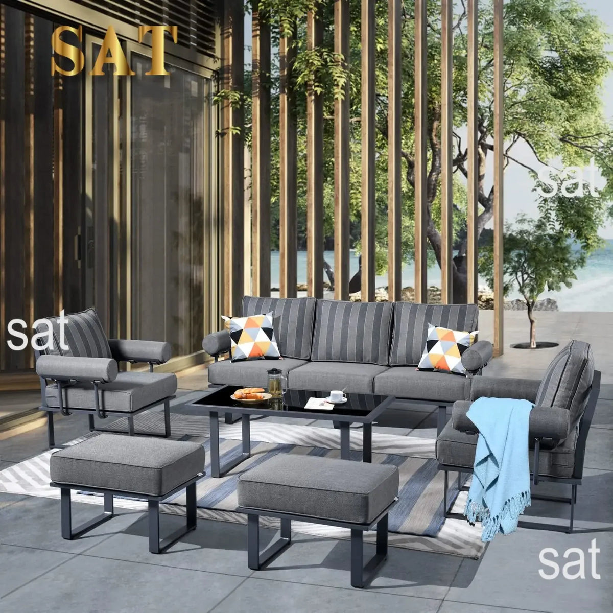 # Hot Aluminum Patio Conversation Set Of 6 Pieces Weather Resistant Outdoor Furniture Sofa Set With Armrest Cushion,Armchairs,Ot