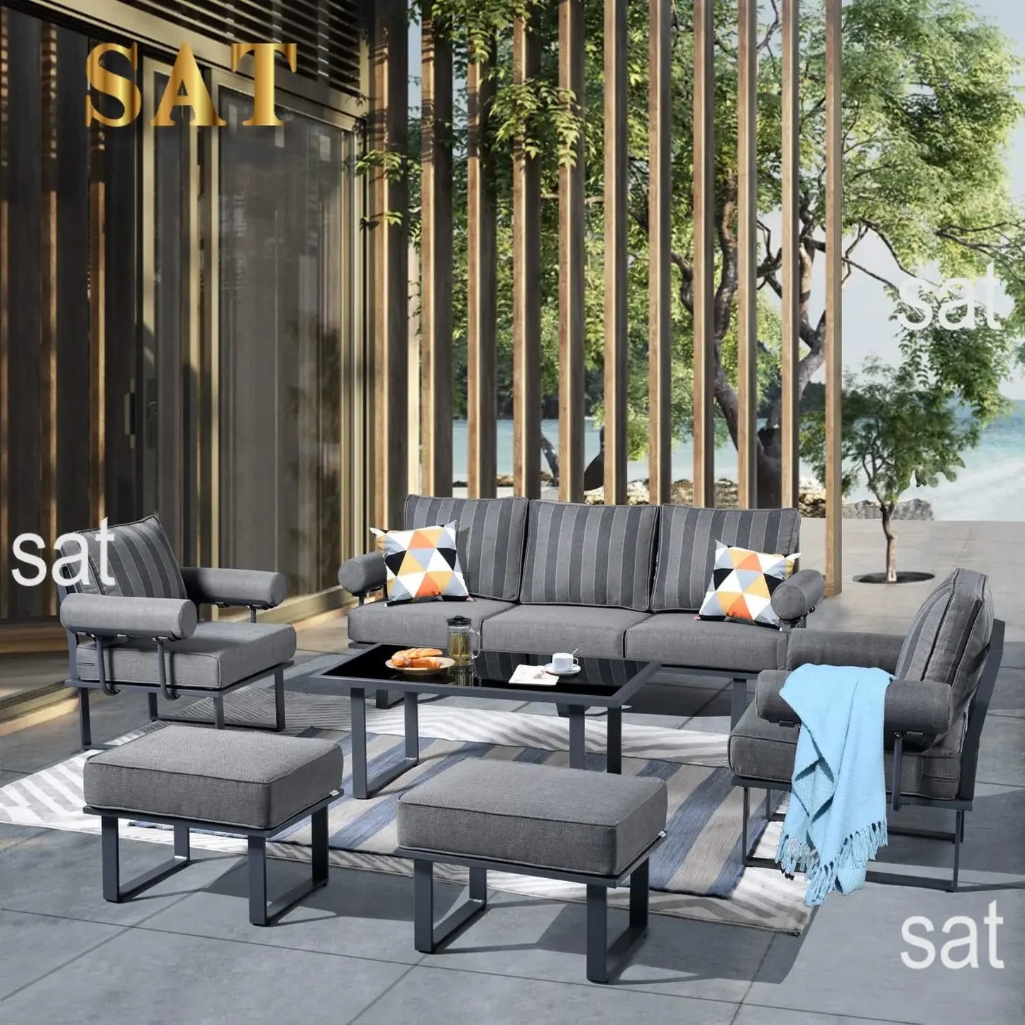 # Hot Aluminum Patio Conversation Set Of 6 Pieces Weather Resistant Outdoor Furniture Sofa Set With Armrest Cushion,Armchairs,Ot