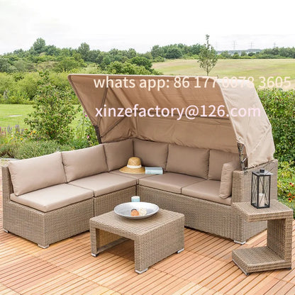 Customizable outdoor sofa waterproof sunscreen garden courtyard rattan chair open-air balcony outdoor rattan sofa coffee table c
