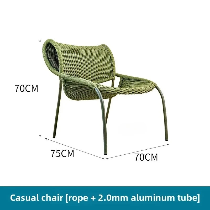 Villa Hotel Outdoor Garden Single Rattan Chair Nordic Home Aluminum Alloy Table and Chair Set Leisure Rope Garden Furniture Sets