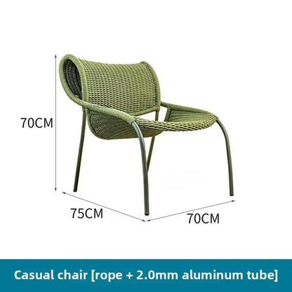 Villa Hotel Outdoor Garden Single Rattan Chair Nordic Home Aluminum Alloy Table and Chair Set Leisure Rope Garden Furniture Sets