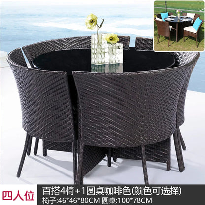Outdoor leisure courtyard rattan chair five-piece combination outdoor villa open-air balcony creative storage home back chair