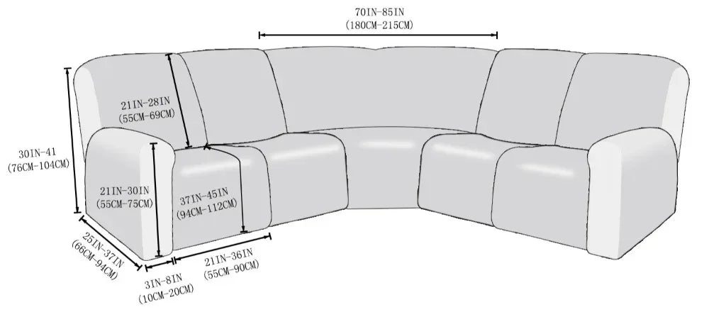 7PCS Jacquard L Shaped Corner Couch Covers Sectional Recliner Sofa Cover Stretch 5 Seater Corner Sofa Slipcover Couch Protector