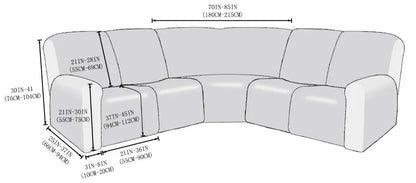7PCS Jacquard L Shaped Corner Couch Covers Sectional Recliner Sofa Cover Stretch 5 Seater Corner Sofa Slipcover Couch Protector